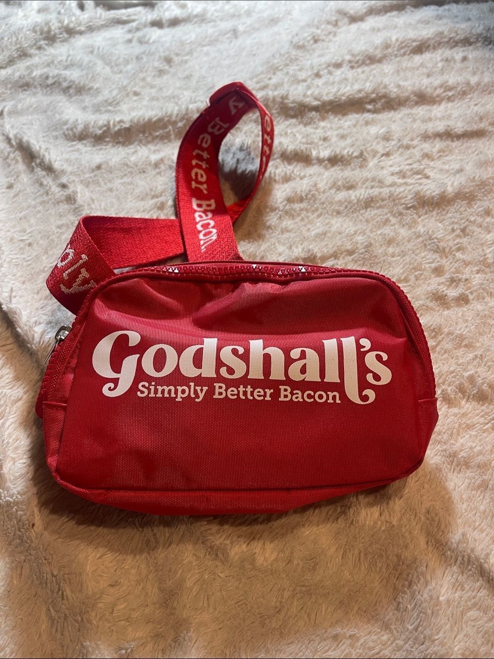 Godshallls bacon Red Crossbody Bag with Branded Strap